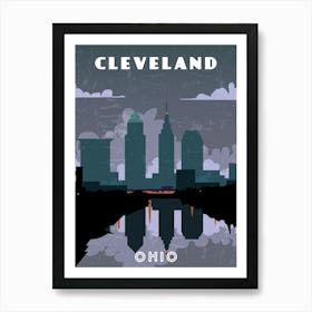 Cleveland, Ohio, USA — Retro travel minimalist poster Art Print