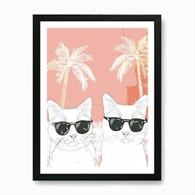 Two Cats In Sunglasses 3 Art Print