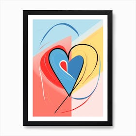 Abstract Heart Line Illustration Colours 3 Art Print