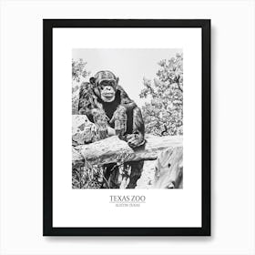 Zoo Austin Texas Black And White Drawing 3 Poster Art Print