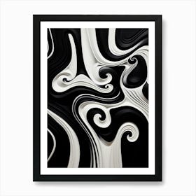 Oscillation Abstract Black And White 6 Art Print