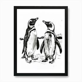 Emperor Penguin Squabbling Over Territory 2 Art Print