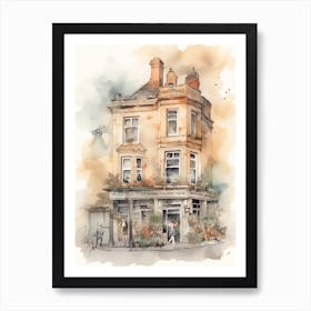 Stoke Newington London Neighborhood, Watercolour 4 Art Print