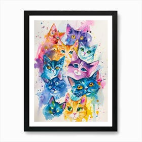 Colorful Cats 4 Art Print