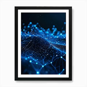 Abstract Digital Datum Web Displaying A Three Dimensional Mesh Of Connections Symbolizing Ai Networ (2) Art Print