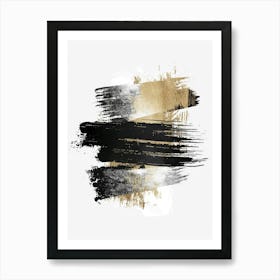 Black And Gold Brush Strokes 20 Art Print