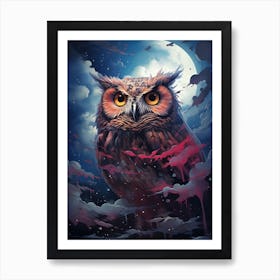 Owl In The Night Sky Art Print