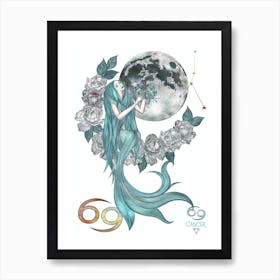 Cancer Mermaid Art Print