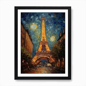 Eiffel Tower Paris France Vincent Van Gogh Style 3 Art Print