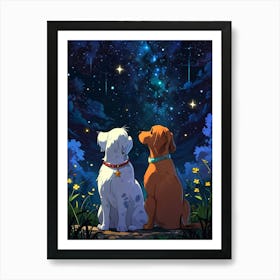 Two Dogs Looking At The Stars 11 Art Print