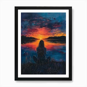 Sunset lonely girl Poster