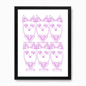 Wolf and Friends Rose Pattern Art Print