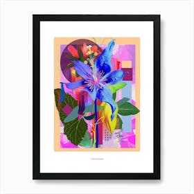 Columbine 4 Neon Flower Collage Poster Art Print