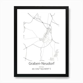 Graben Neudorf,Germany Minimalist Map Art Print