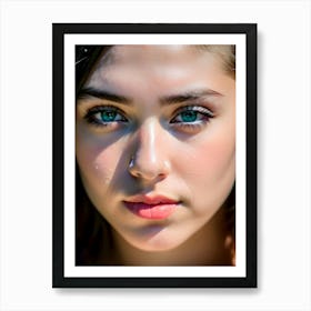 Close Up Of A Girl With Blue Eyes-Reimagined Art Print