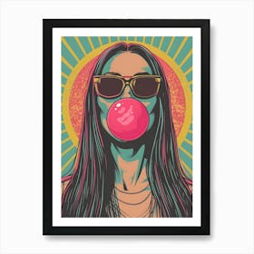 Pop Girl Blowing Bubble Gum Art Print