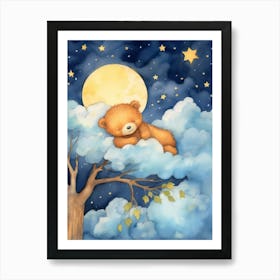 Baby Bear Cub 3 Sleeping In The Clouds Art Print