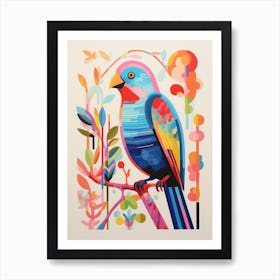 Colourful Scandi Bird Budgerigar 2 Art Print