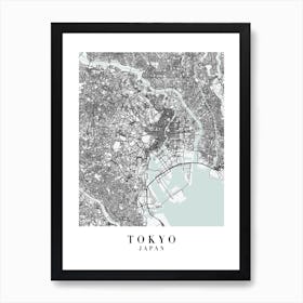 Tokyo Japan Street Map Minimal Color Art Print