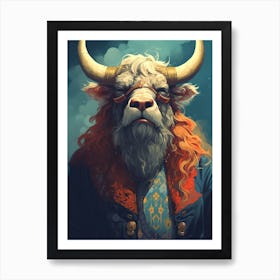 Horned Bull Art Print