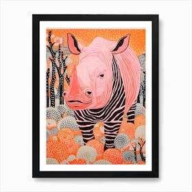 Close Up Lines & Polka Dot Rhino Art Print