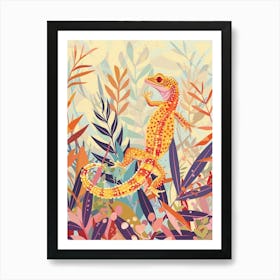 Orange Leopard Gecko Abstract Modern Illustration 1 Art Print
