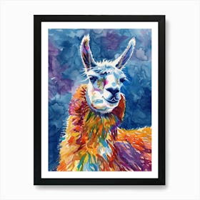 Llama Colourful Watercolour 2 Art Print