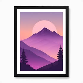 Misty Mountains Vertical Composition In Purple Tone 62 Art Print