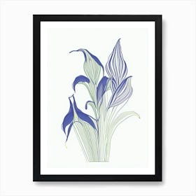Hosta Floral Minimal Line Drawing 1 Flower Art Print