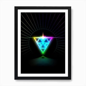 Neon Geometric Glyph in Candy Blue and Pink with Rainbow Sparkle on Black n.0246 Art Print