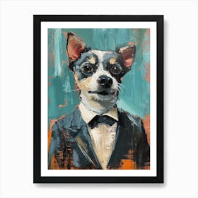 Dog In A Suit Kitsch Portrait 2 Art Print