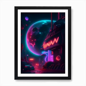 Lunacy Neon Nights Space Art Print