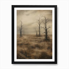 Neutral Autumn Trees Vintage Art Print