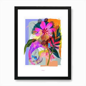 Phlox 1 Neon Flower Collage Poster Art Print