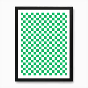 Green And White Checkered Pattern Art Print