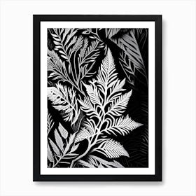 Yew Leaf Linocut 2 Art Print