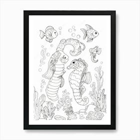 Seahorse Coloring Page Art Print