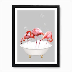 Flamingos In The Bath Art Print