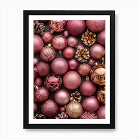 Christmas Ornaments On A Black Background Art Print