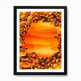 Marigold Sunset, sunrise, flower art Art Print