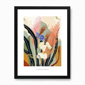 Colourful Flower Illustration Poster Fountain Grass 2 Art Print