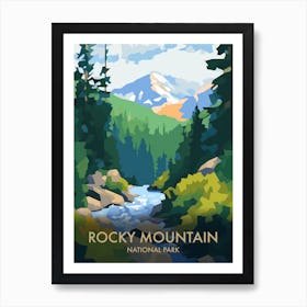 Rocky Mountain National Park Matisse Style Vintage Travel Poster 4 Art Print