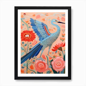 Maximalist Bird Painting Great Blue Heron 5 Art Print