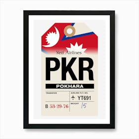 Pokhara (PKR) Nepal Vintage Airline Luggage Tag Art Print