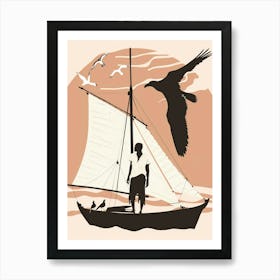 Man On A Boat Art Print