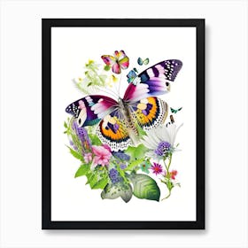 Butterfly In Garden Decoupage 2 Art Print