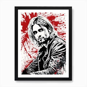 Kurt Cobain Portrait Ink Painting (12) Art Print