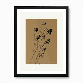 Flowers On A Brown Background Art Print