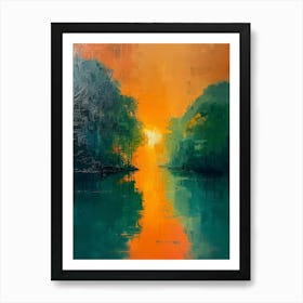 Sunset Over The River Art Print