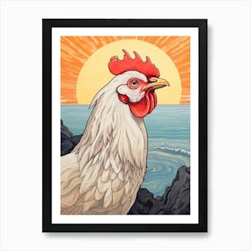 Bird Illustration Rooster 1 Art Print